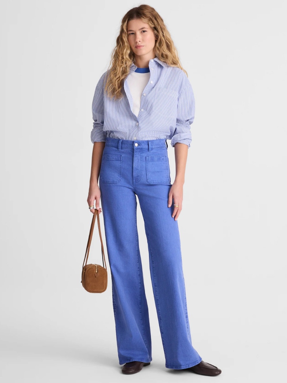 NWT! Madewell The Emmy Wide-Leg Pant! French Blue in Comfort Stretch!